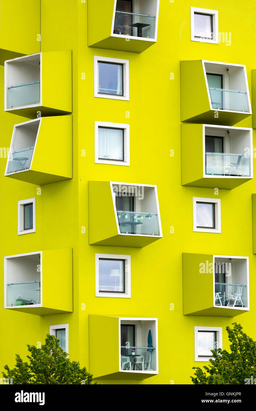 Bright colour new stylish apartments in Orestad new residential development area of Copenhagen, Denmark Stock Photo