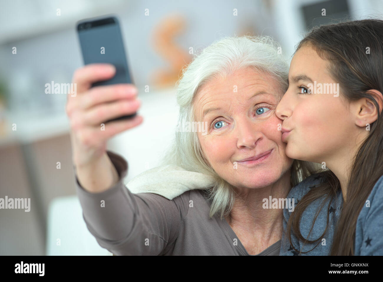Selfie with grandma Stock Photo Alamy