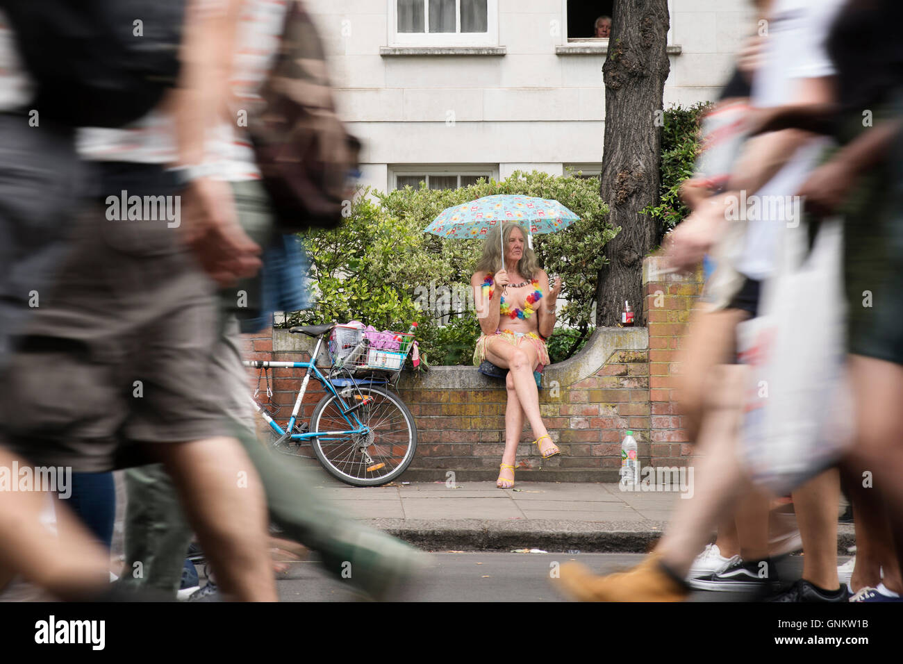 A lady at Notting Hill Carnival in London Stock Photo