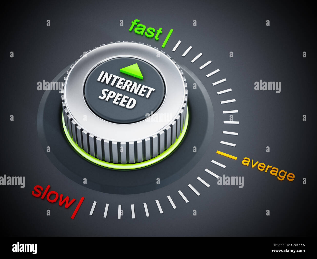 Internet speed dial button pointing fast. 3D illustration. Stock Photo