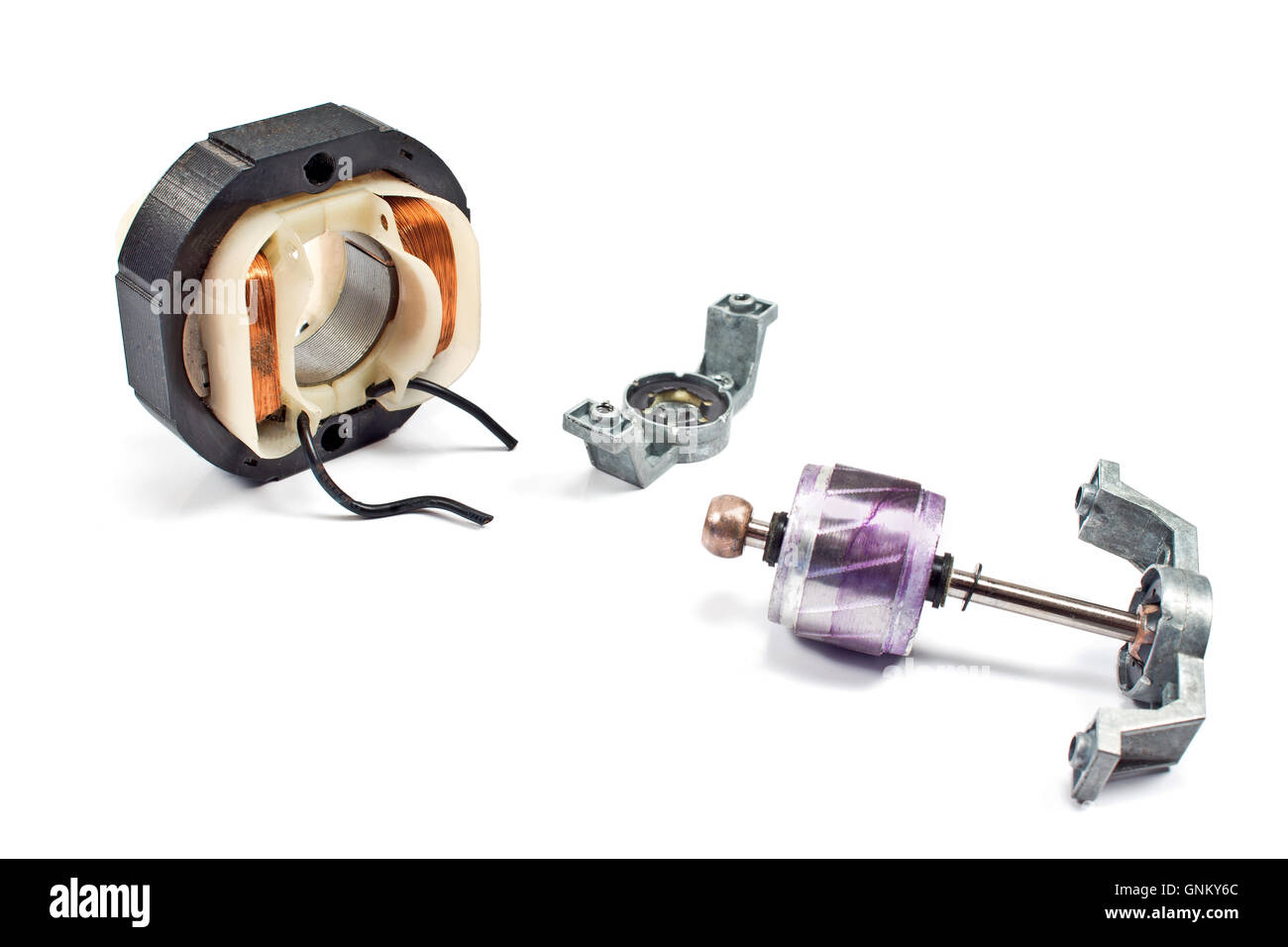 Electric copper coil motor isolated on white Stock Photo Alamy
