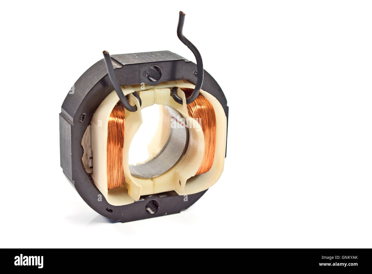 Electric copper coil motor isolated on white Stock Photo Alamy