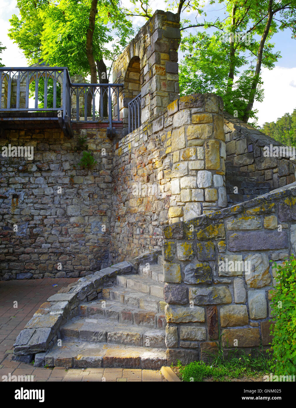 Ancient stone stairs on the wall Stock Photo Alamy