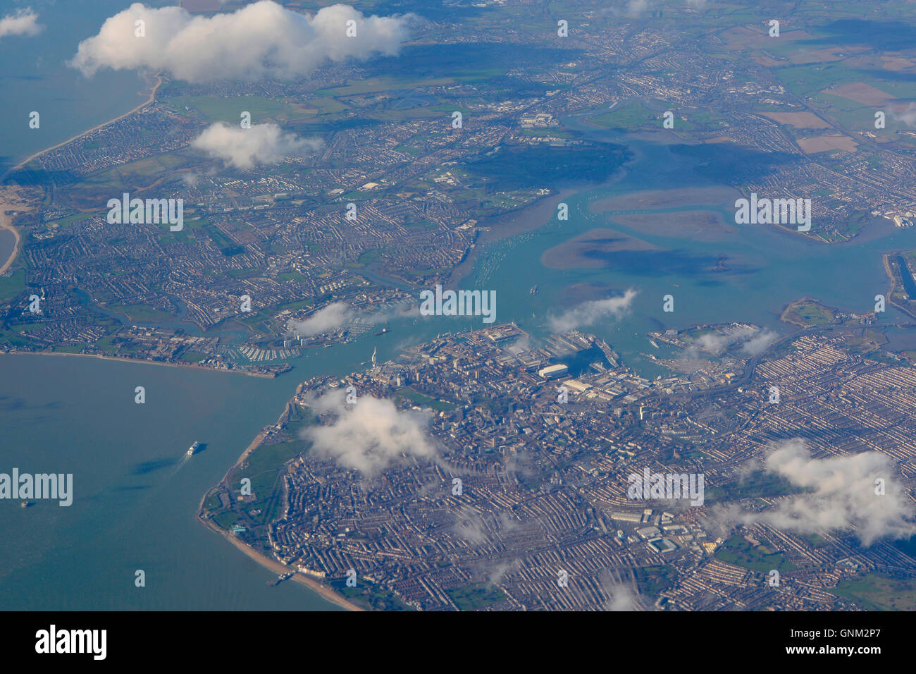 Aerial view of Portsmouth harbour in Hampshire, England Stock Photo