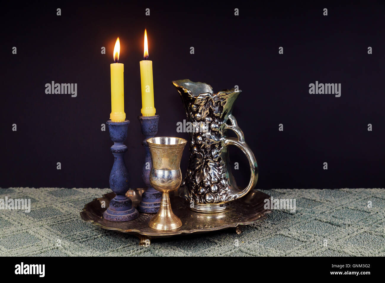 Saturday Shabbat Shalom Shabbat Shalom Hebrew background with kiddush candles Stock Photo Alamy