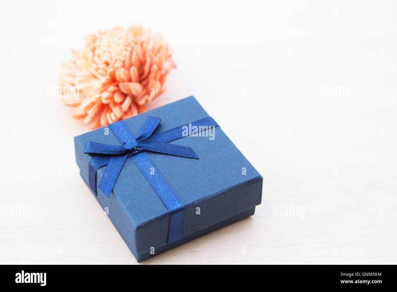 Blue ribbon gift box Stock Photo