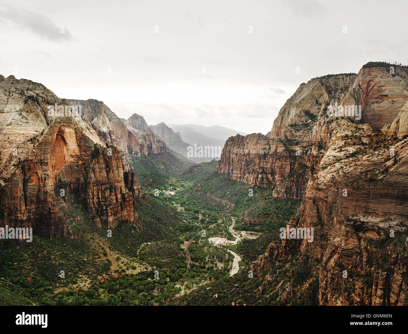 The view from the top of Angel's Landing in Utah's Zion National Park Stock Photo
