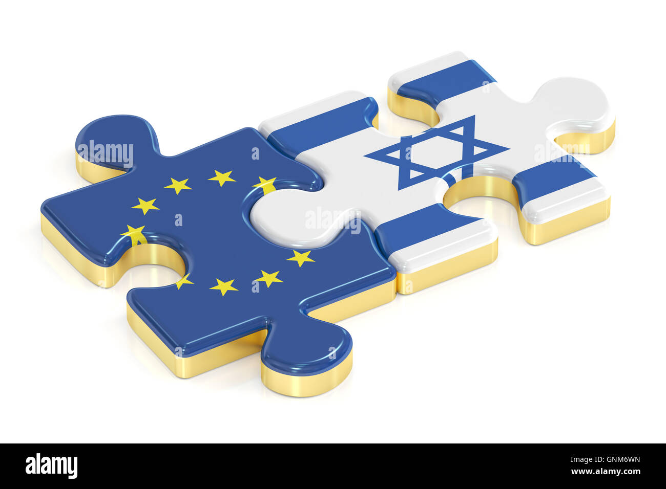 Israel and EU puzzles from flags, 3D rendering Stock Photo