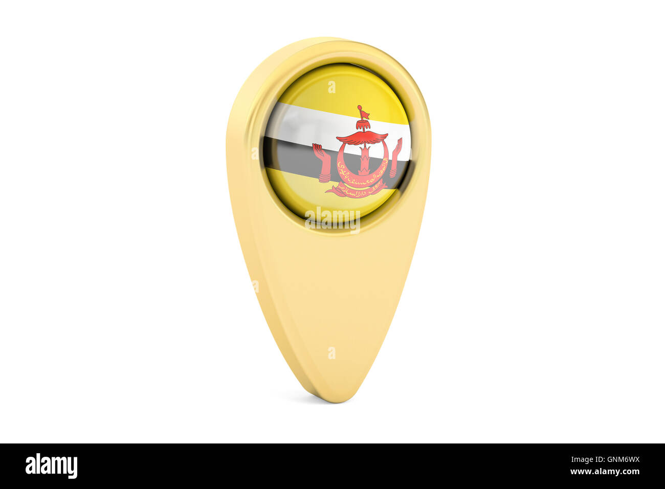 map pointer with flag of Brunei, 3D rendering isolated on white ...