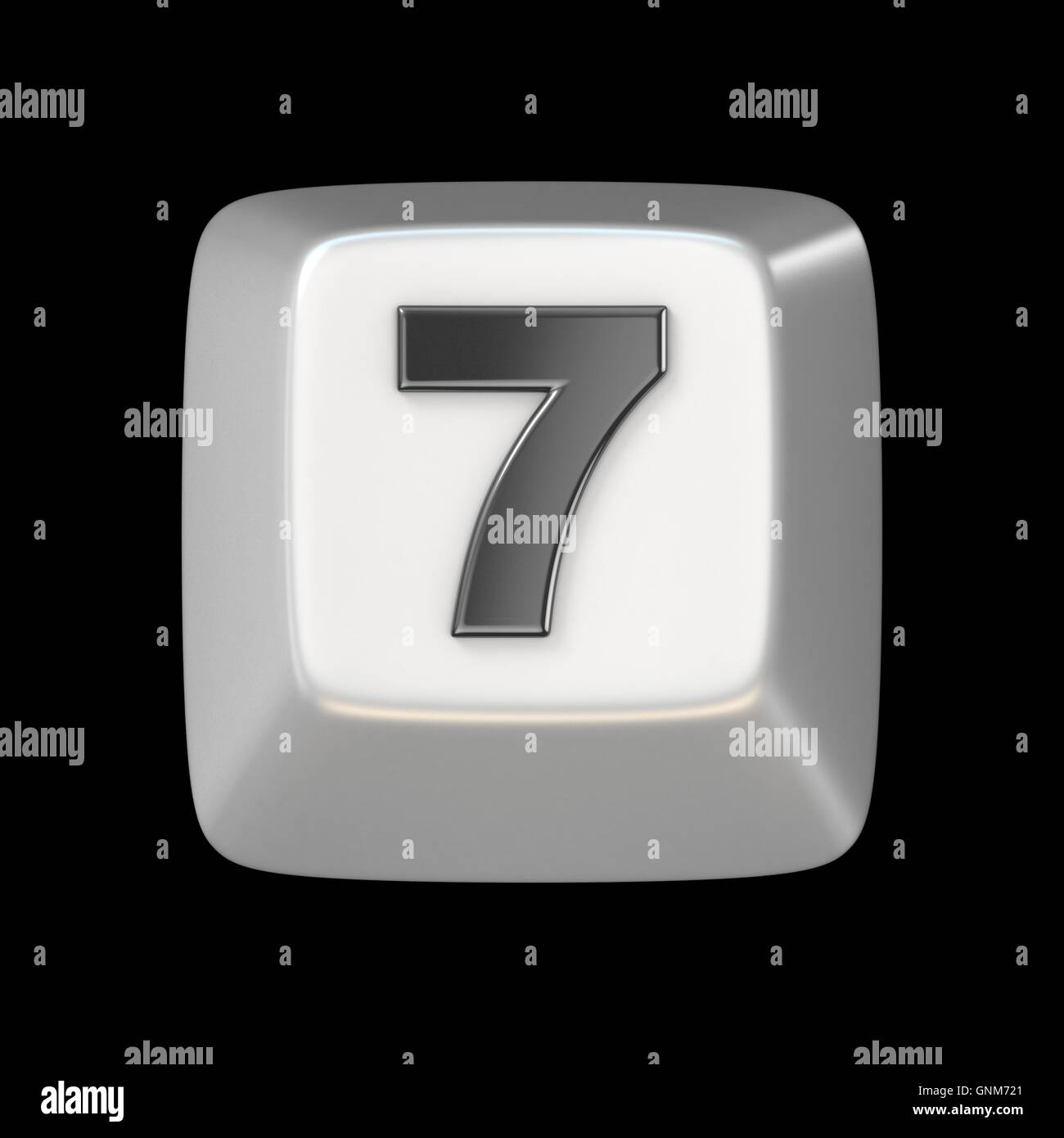 Computer keyboard key number SEVEN 7 3D render illustration isolated on