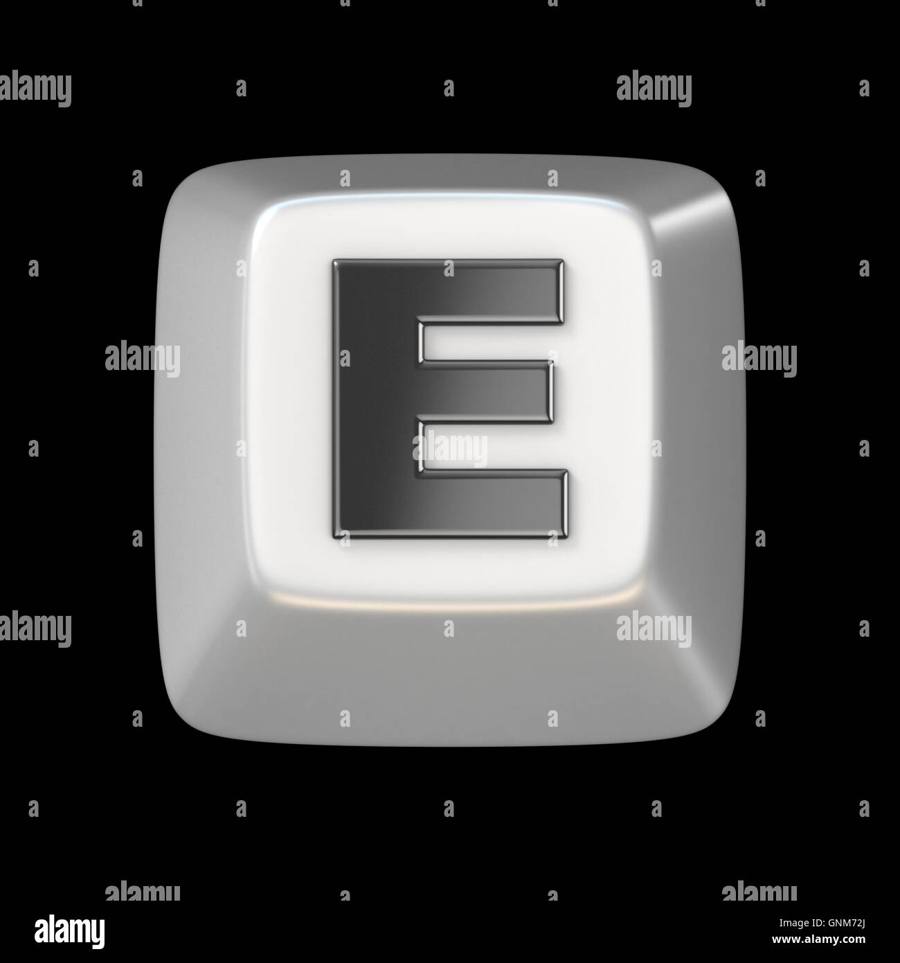 Computer keyboard key FONT. Letter E 3D render illustration isolated on ...