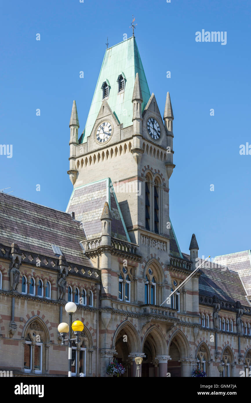 Clock tower of Guildhall, High Street, Winchester, Hampshire, England