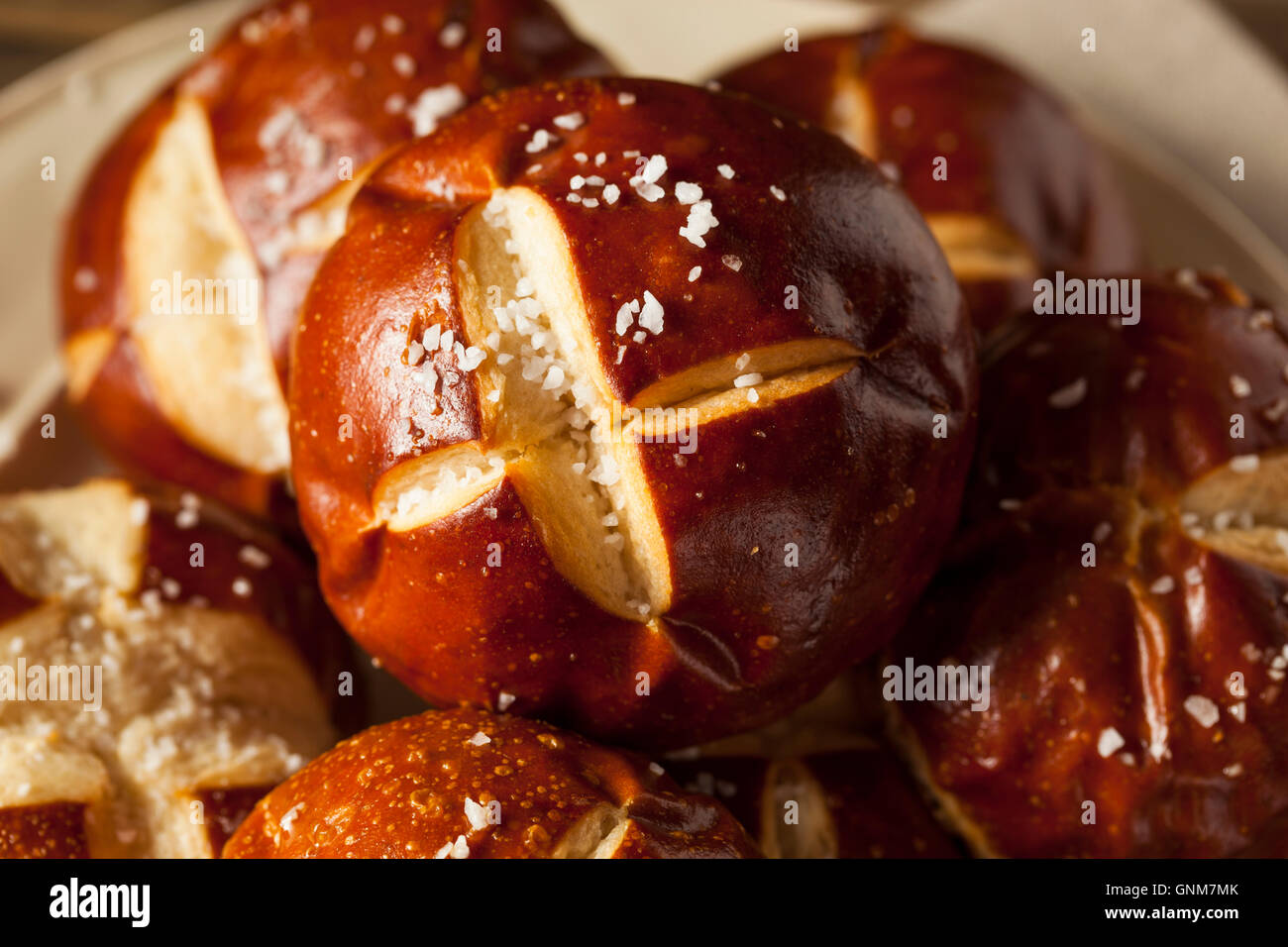 Homemade German Pretzels Rolls with Salt on Top Stock Photo Alamy