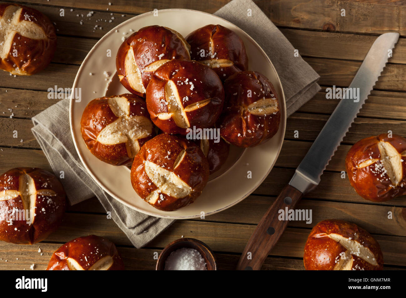 Homemade German Pretzels Rolls with Salt on Top Stock Photo Alamy