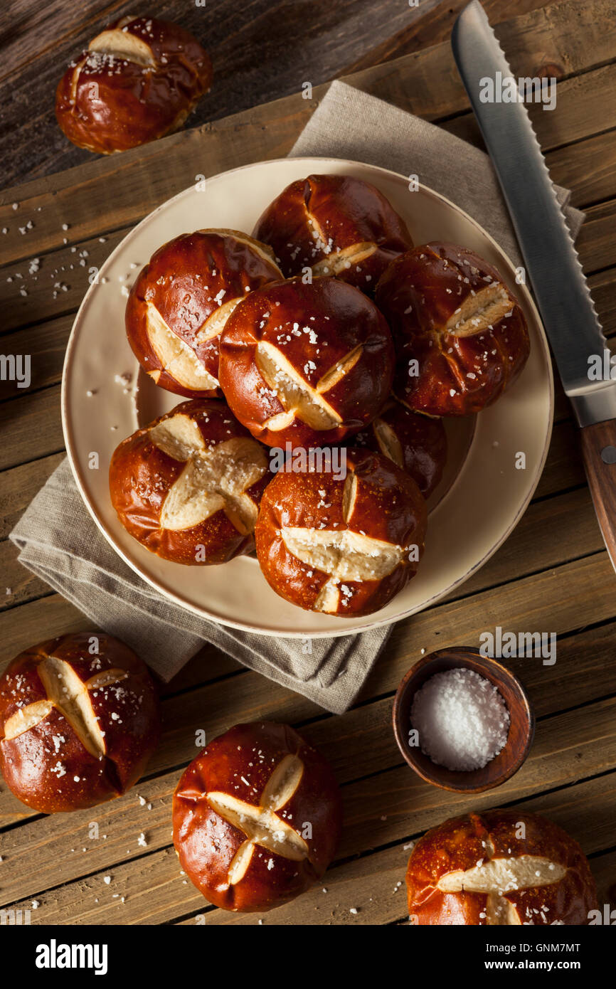Homemade German Pretzels Rolls with Salt on Top Stock Photo Alamy