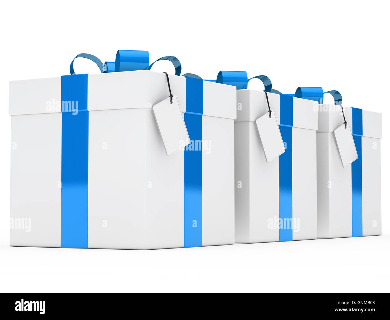 gift boxes blue ribbon Stock Photo Alamy