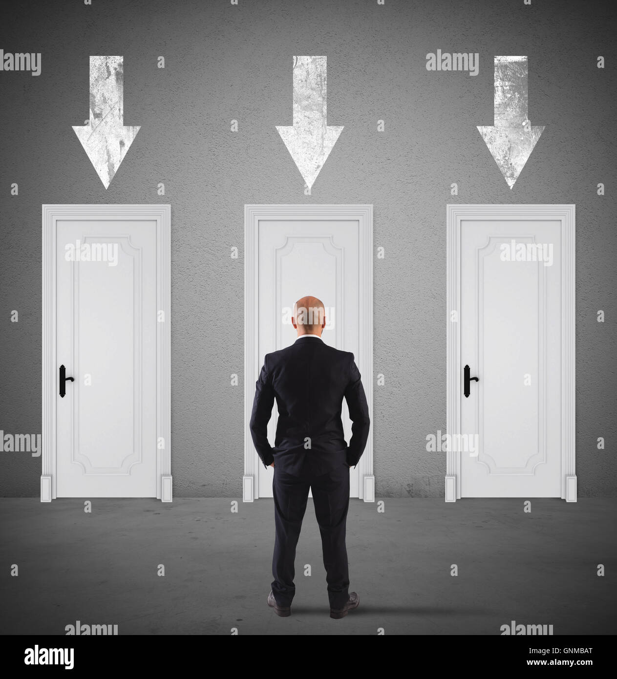Concept of businessman choosing the right door Stock Photo