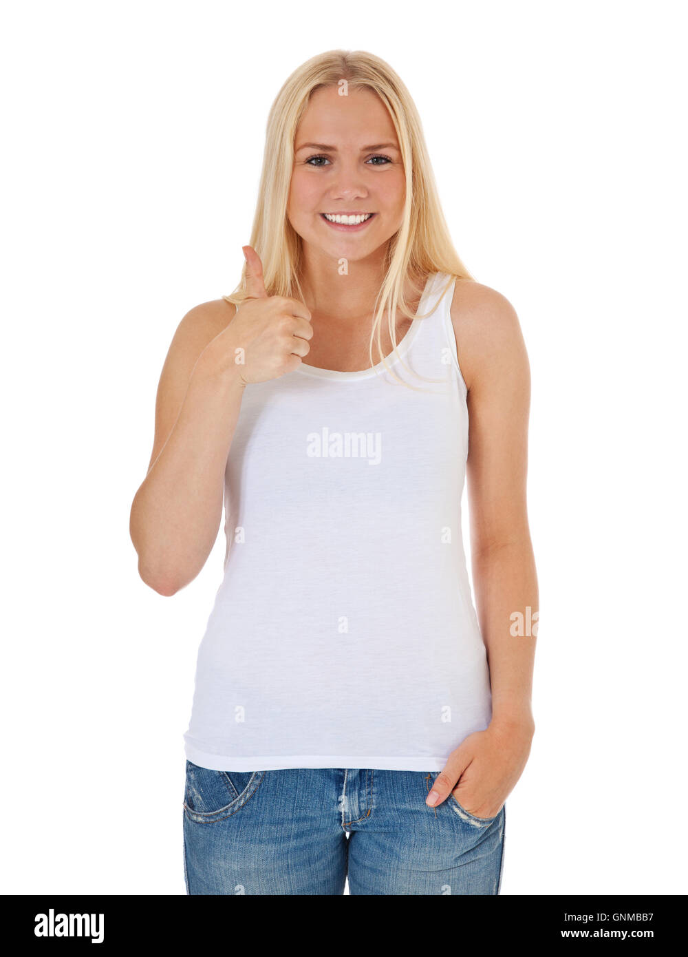 Girl showing thumbs up Stock Photo - Alamy