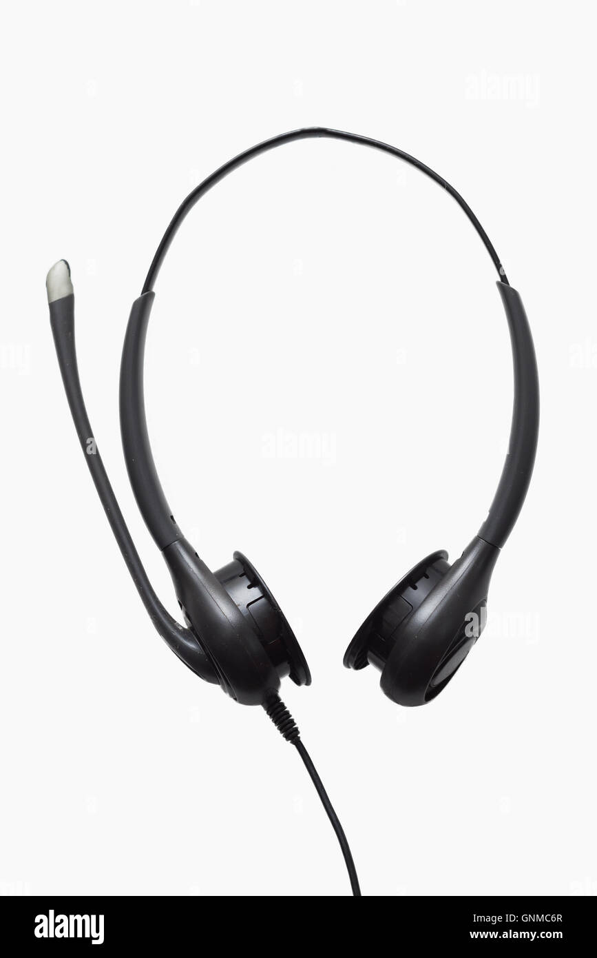 Telephone headset with a microphone Stock Photo Alamy