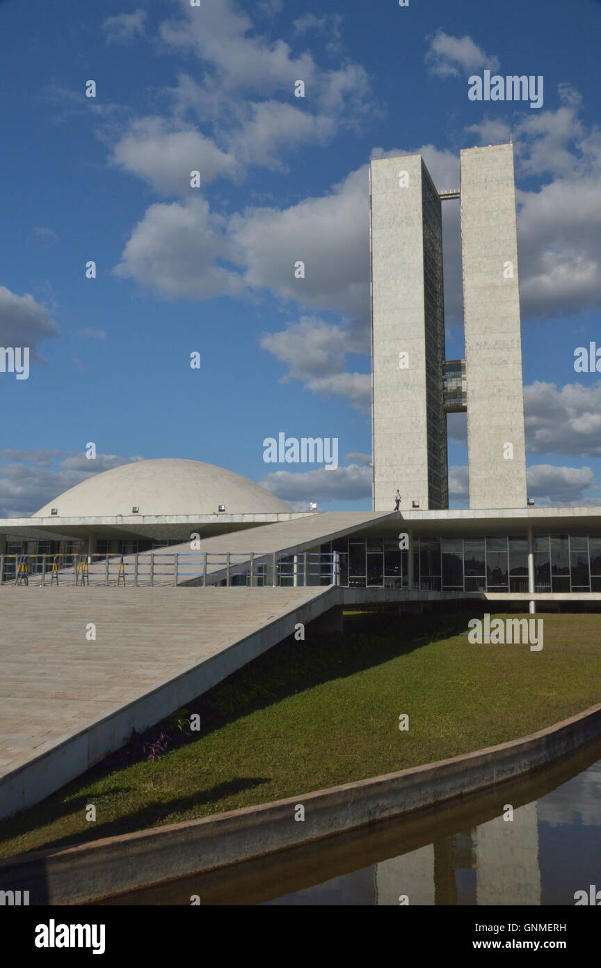 Plaza of the brazilian congress center of the government in Brasilia capital of Brazil house of deputy and senate Stock Photo