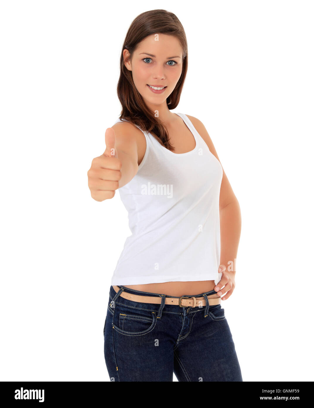 woman showing thumb up Stock Photo