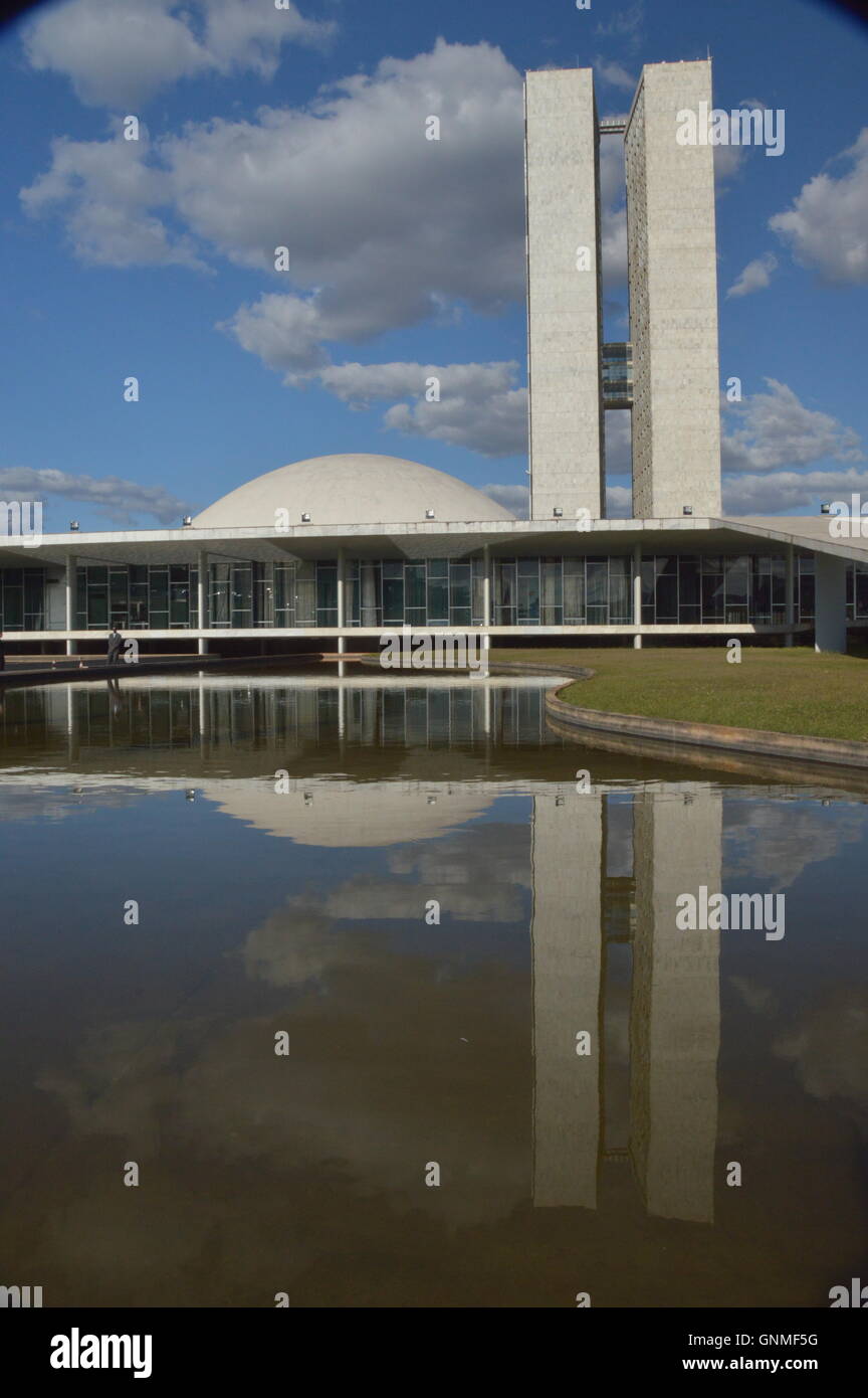 Plaza of the brazilian congress center of the government in Brasilia capital of Brazil house of deputy and senate Stock Photo