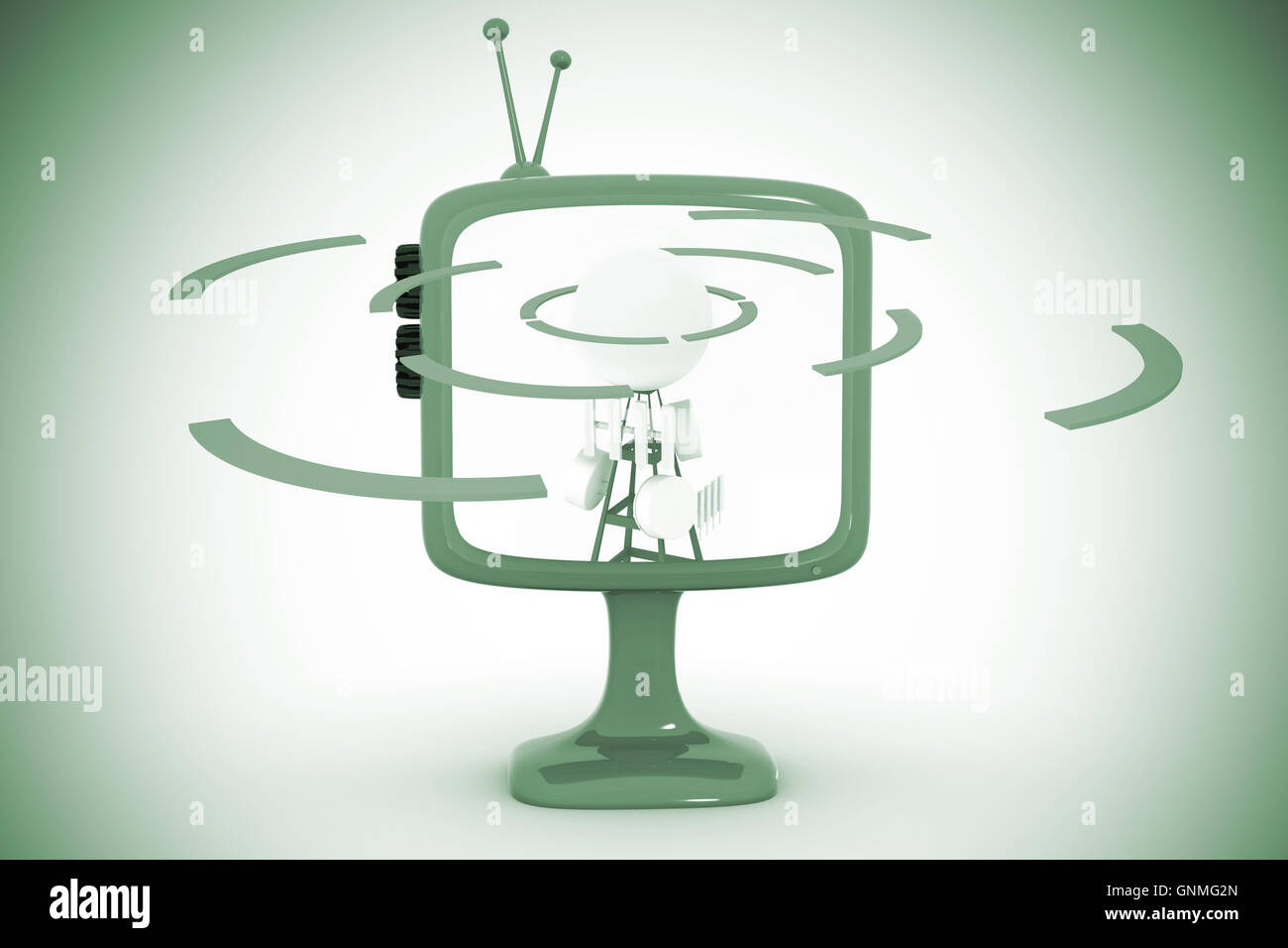 Cell phonetower inside a retro tv stock photo alamy