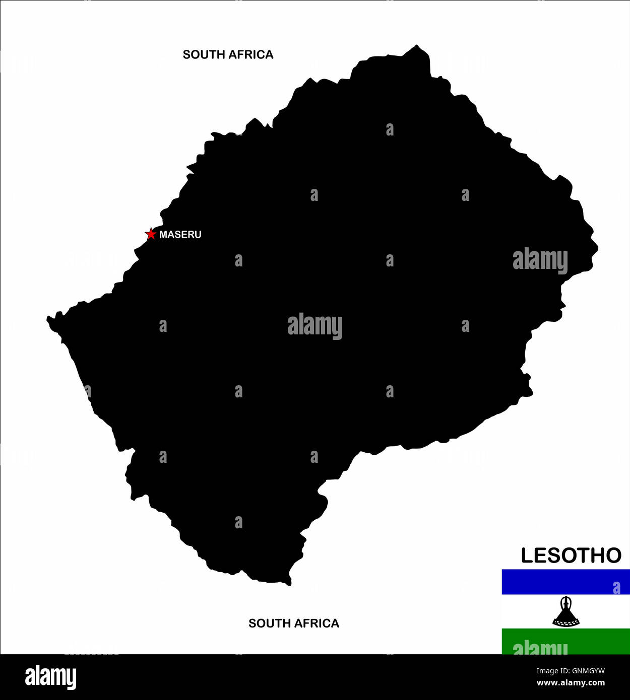 Lesotho Political Map Hi Res Stock Photography And Images Alamy Lesotho Map GNMGYW 