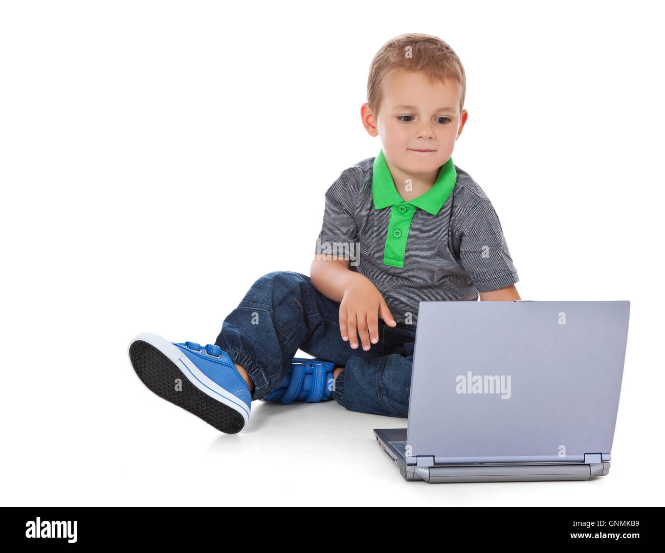 Boy using computer Stock Photo