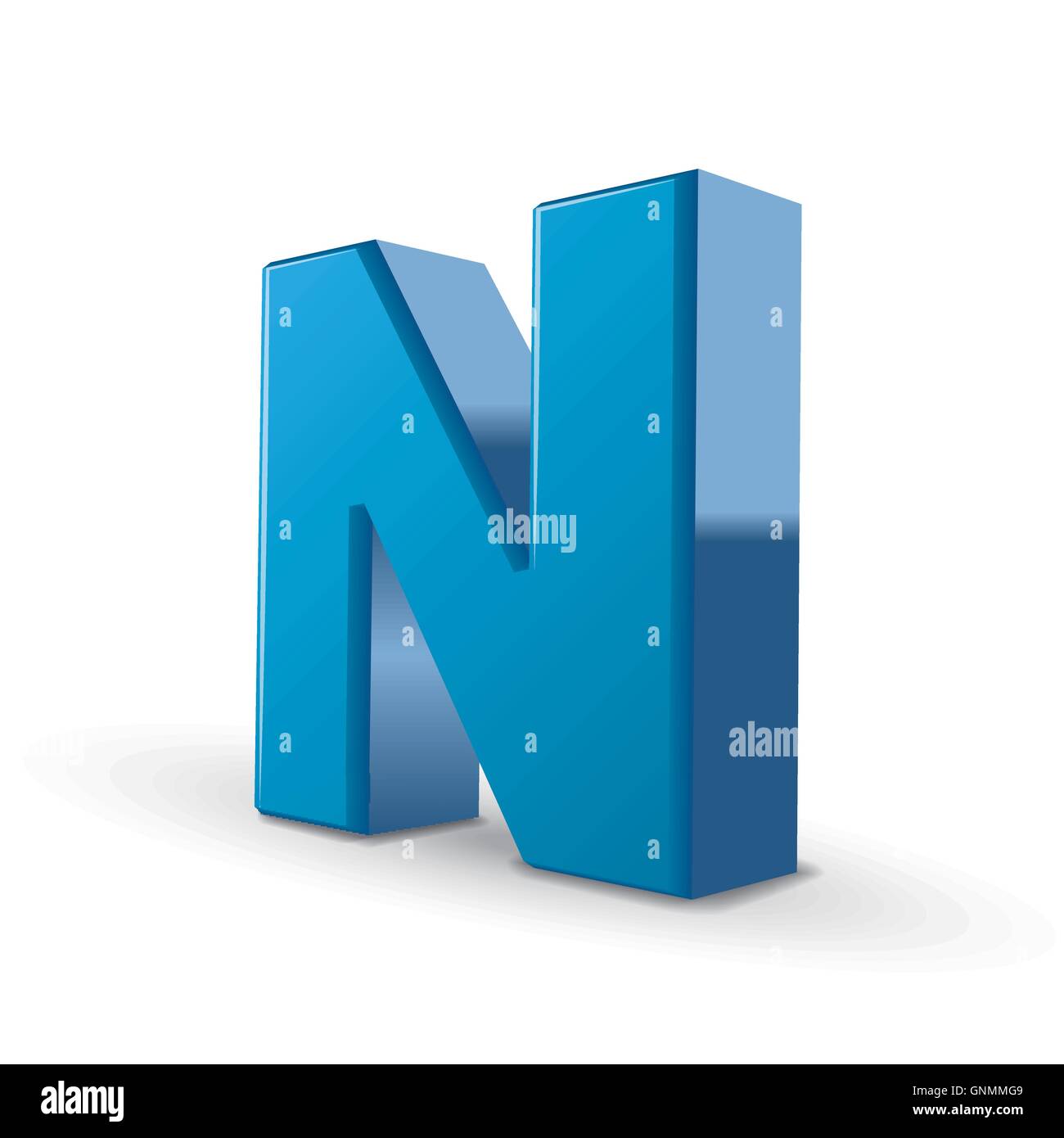 3D image blue letter N isolated on white background Stock Vector Image ...