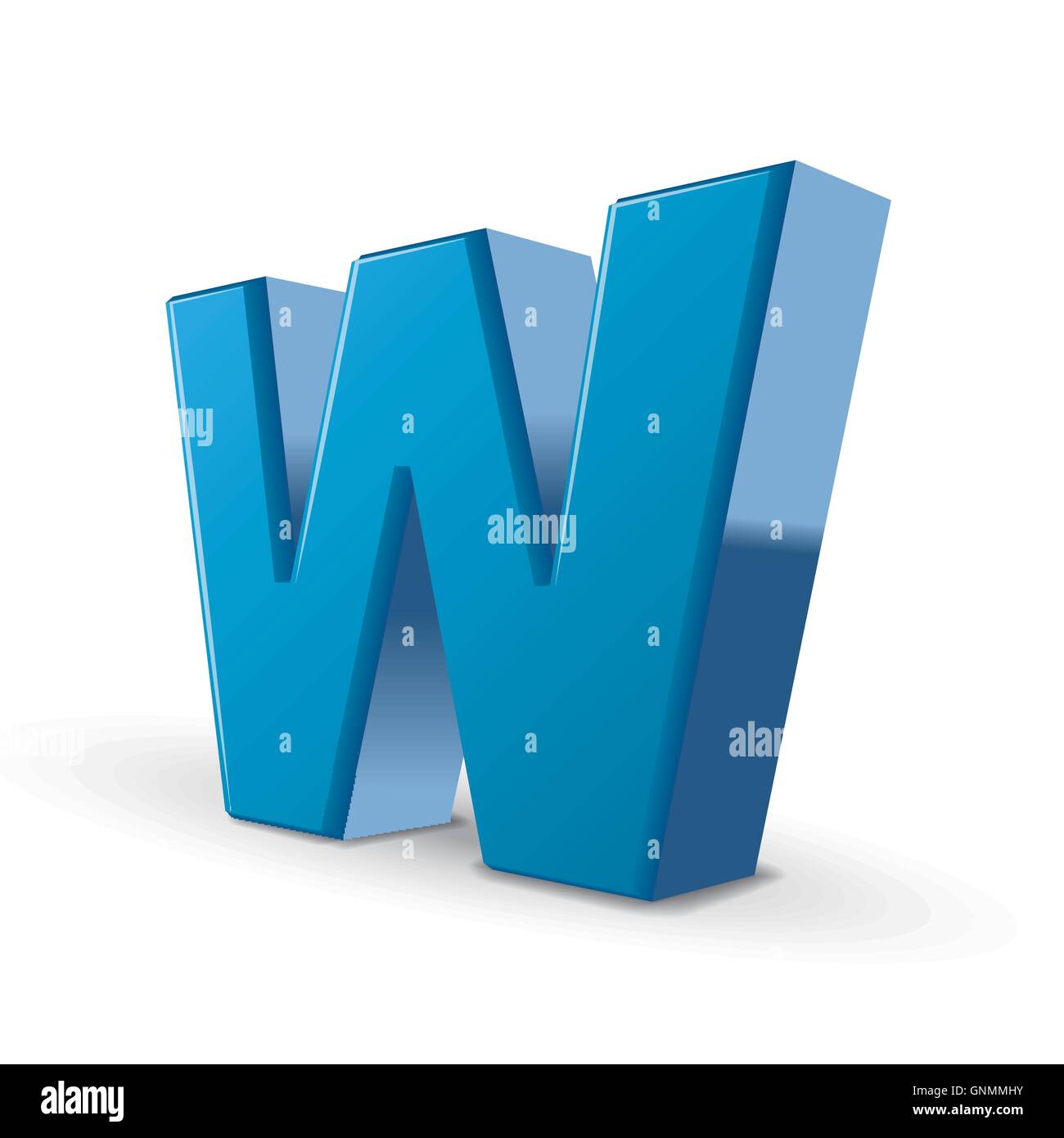 3D image blue letter W isolated on white background Stock Vector Image ...