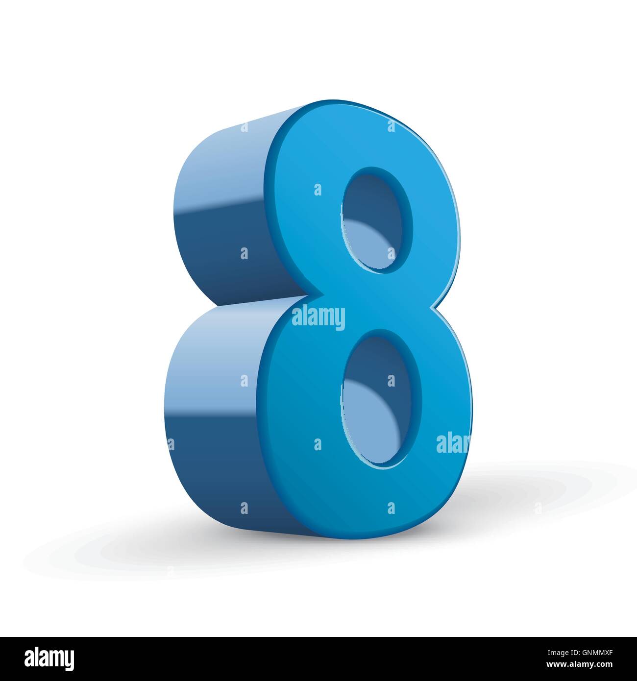 3D image shiny blue number 8 isolated on white background Stock Vector ...