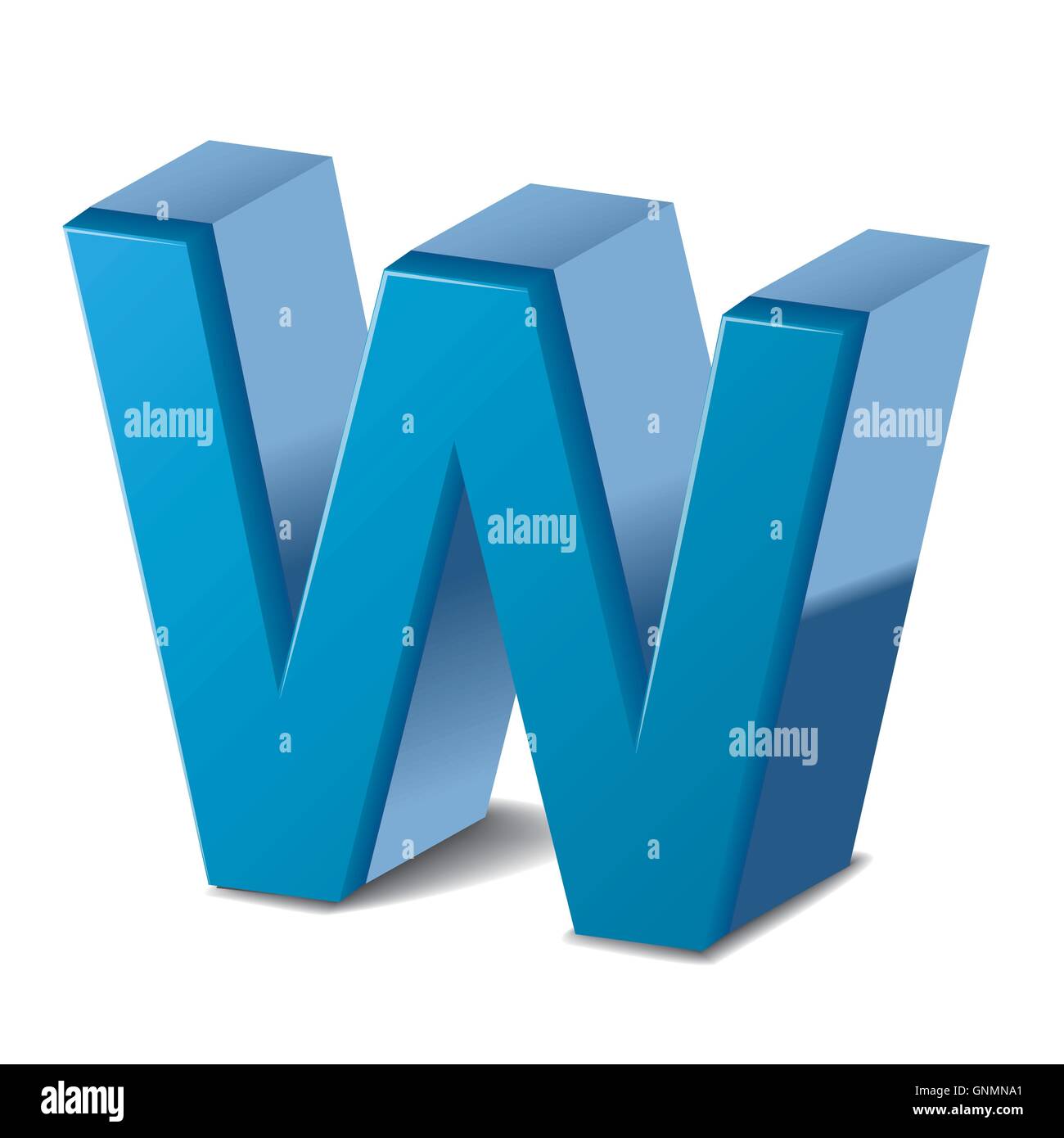 3D image blue letter W isolated on white background Stock Vector Image ...