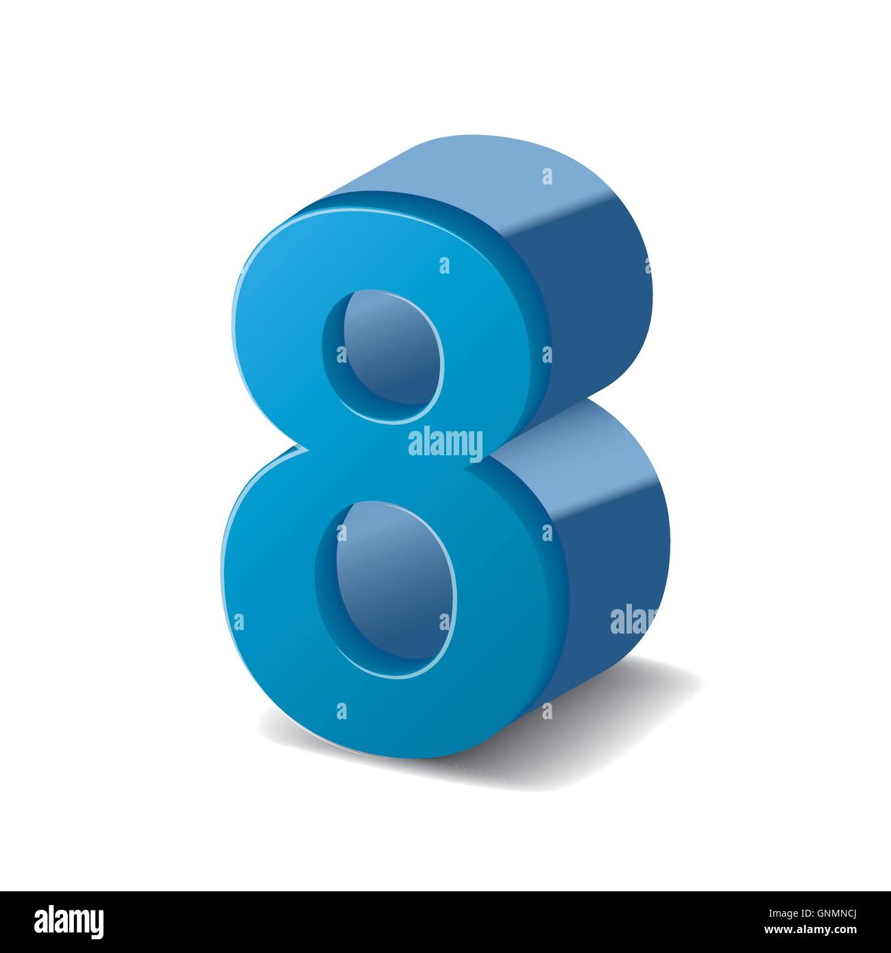 3D image shiny blue number 8 isolated on white background Stock Vector ...