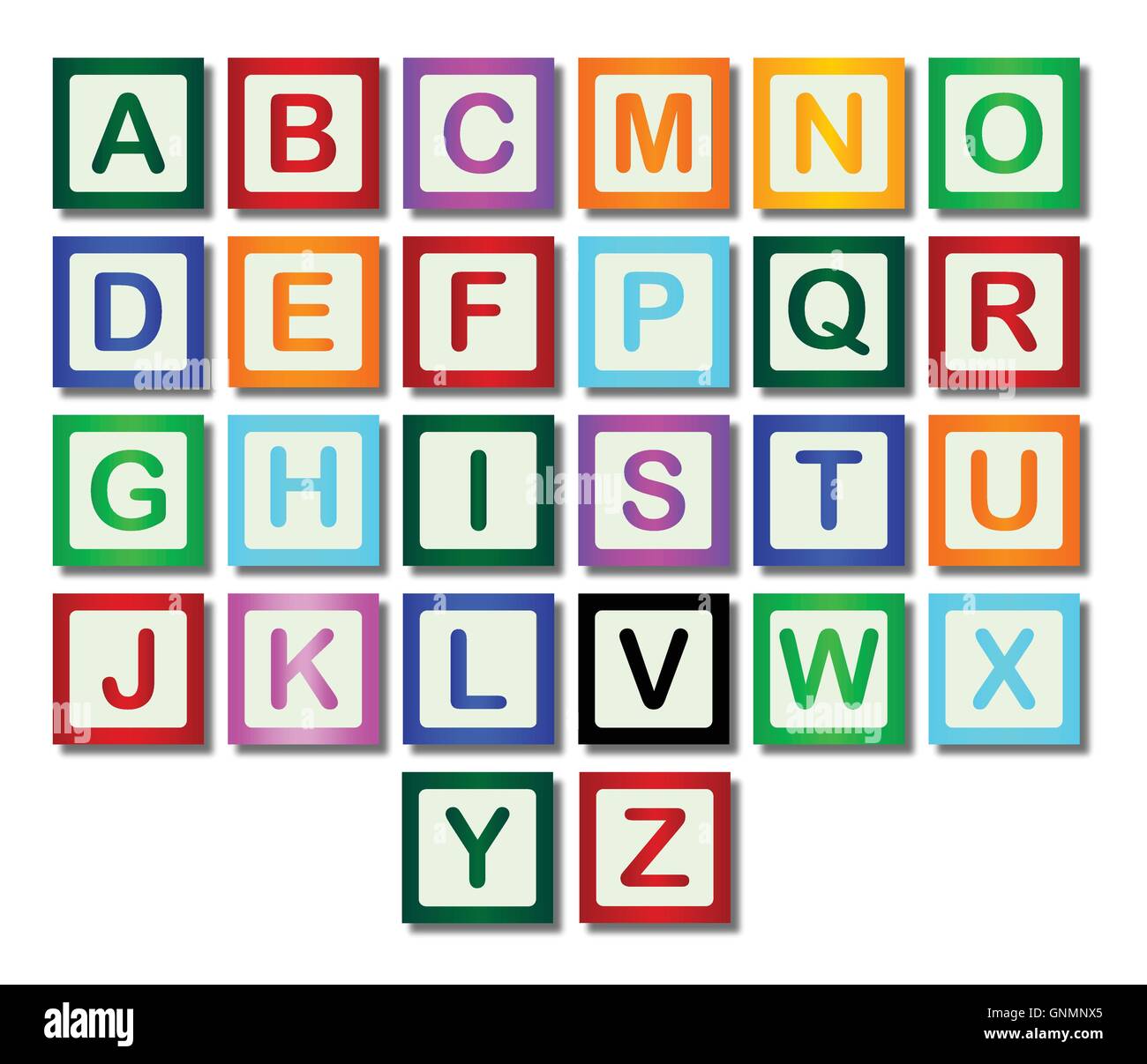Wooden Block Letters A To Z Stock Vector Image Art Alamy