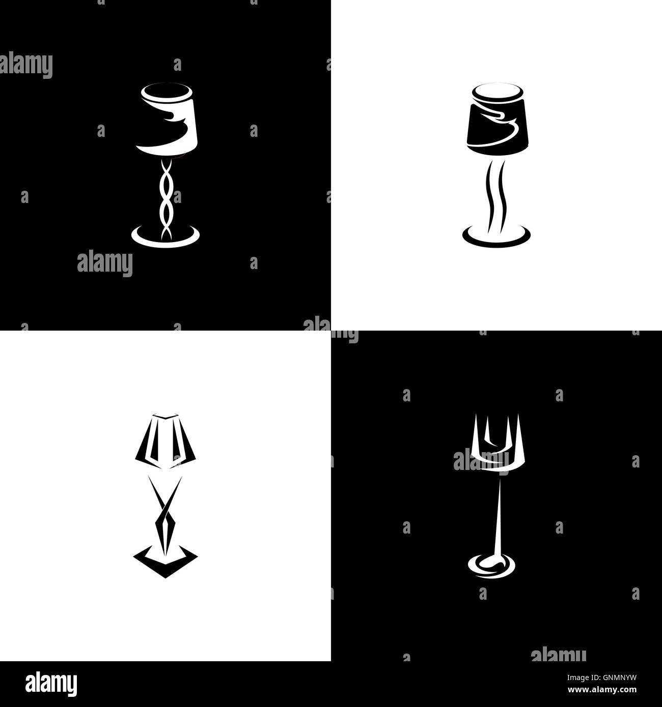 Logo set of silhouettes lamp and sconce Stock Vector Image & Art - Alamy