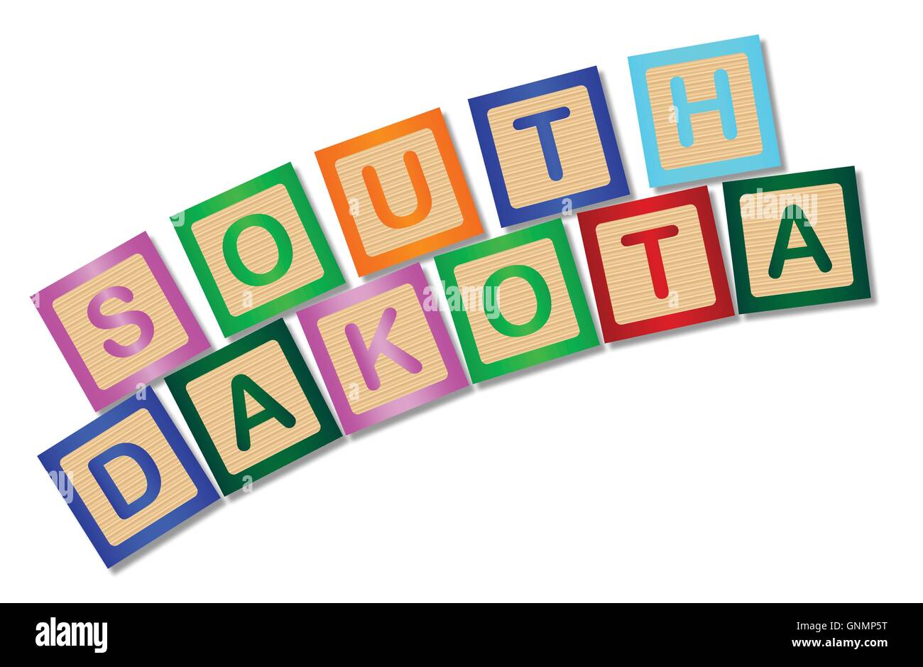 South Dakota Wooden Block Letters Stock Vector