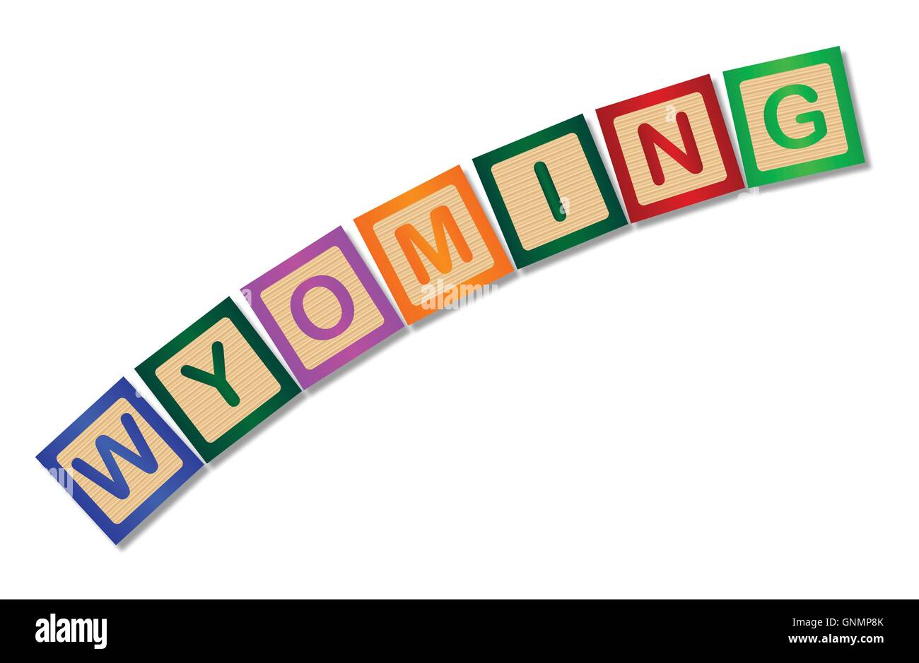 Wyoming Wooden Block Letters Stock Vector