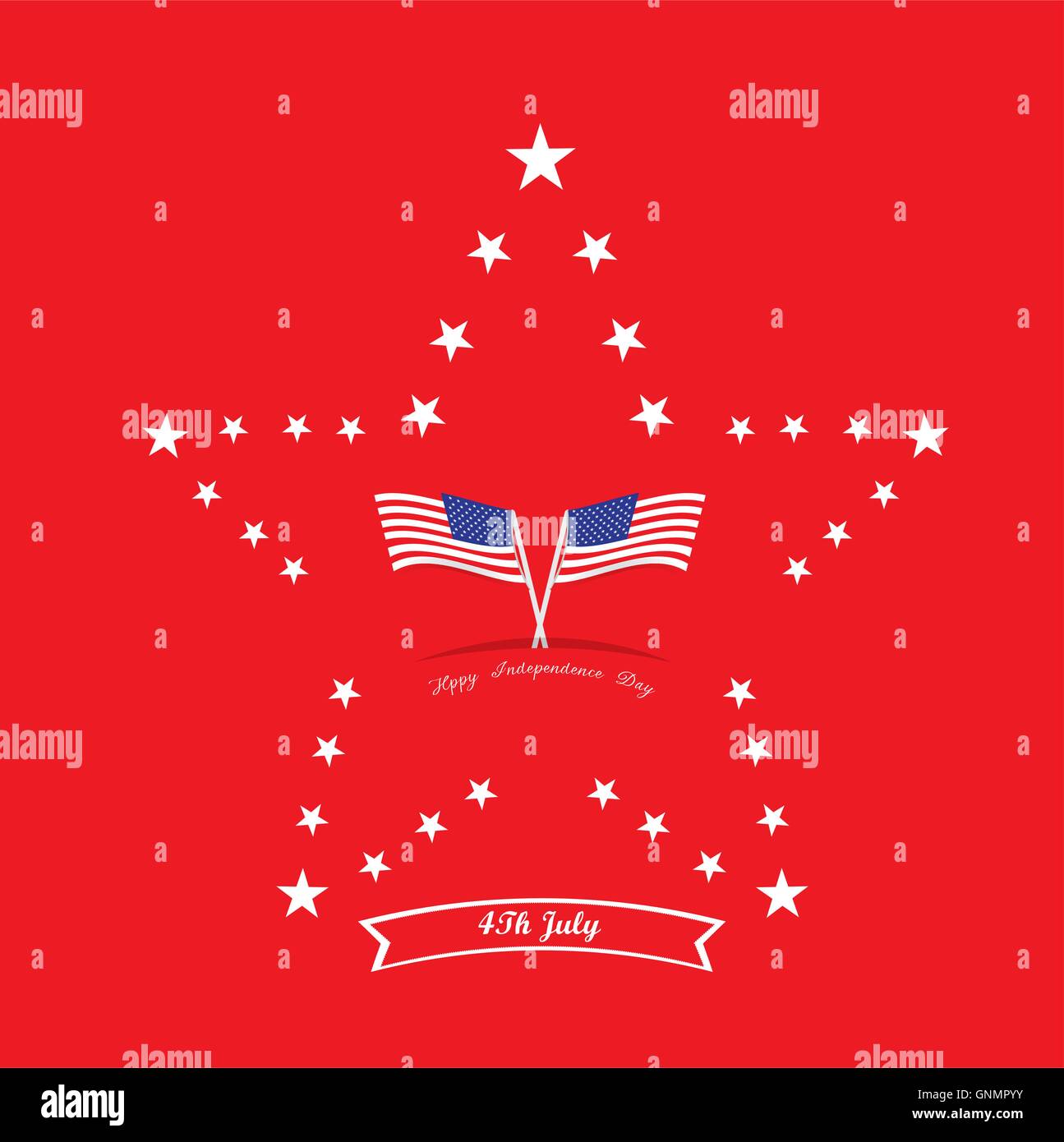 Isolated star composed by other stars and a pair of flags on a red background for independence day celebrations Stock Vector