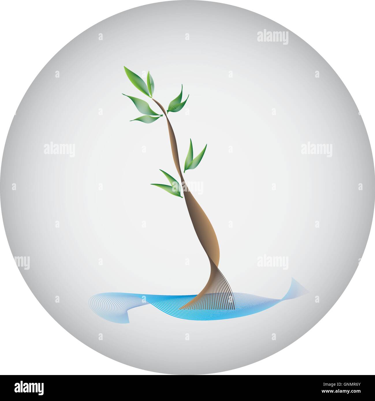 Isolated sticker with an abstract tree composed by stripes Stock Vector
