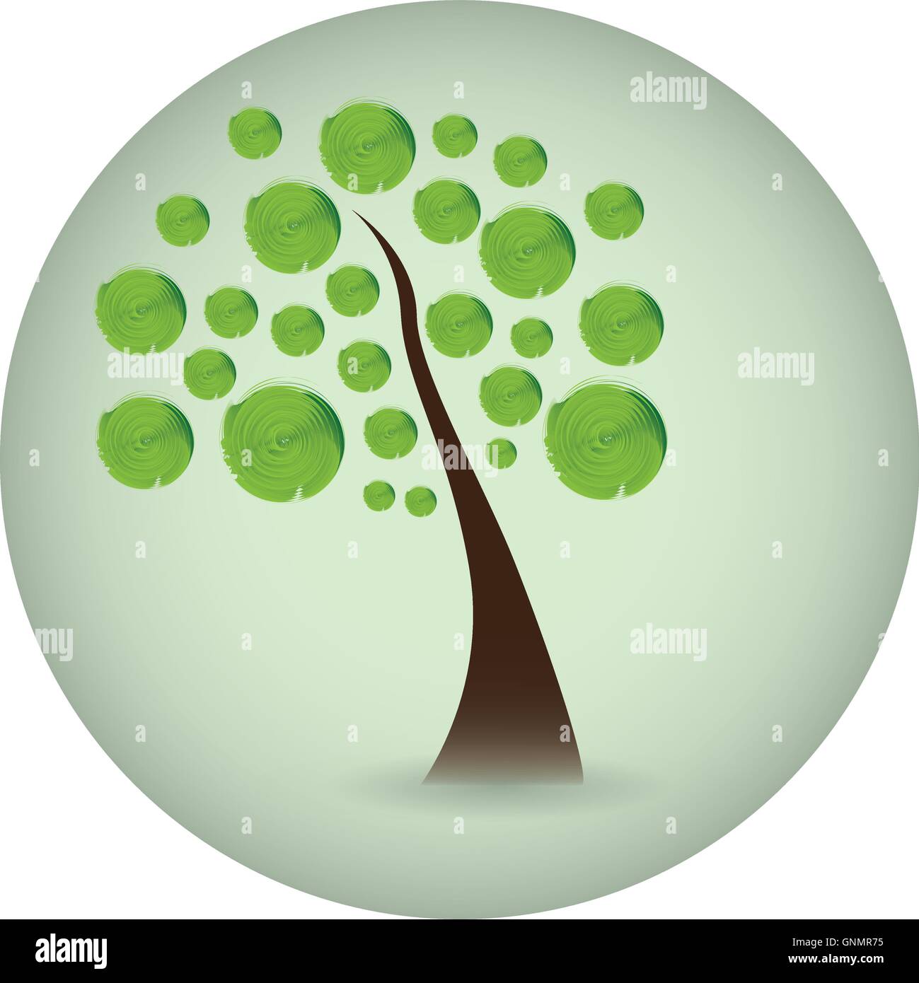 Isolated sticker with an abstract tree on a white background Stock ...