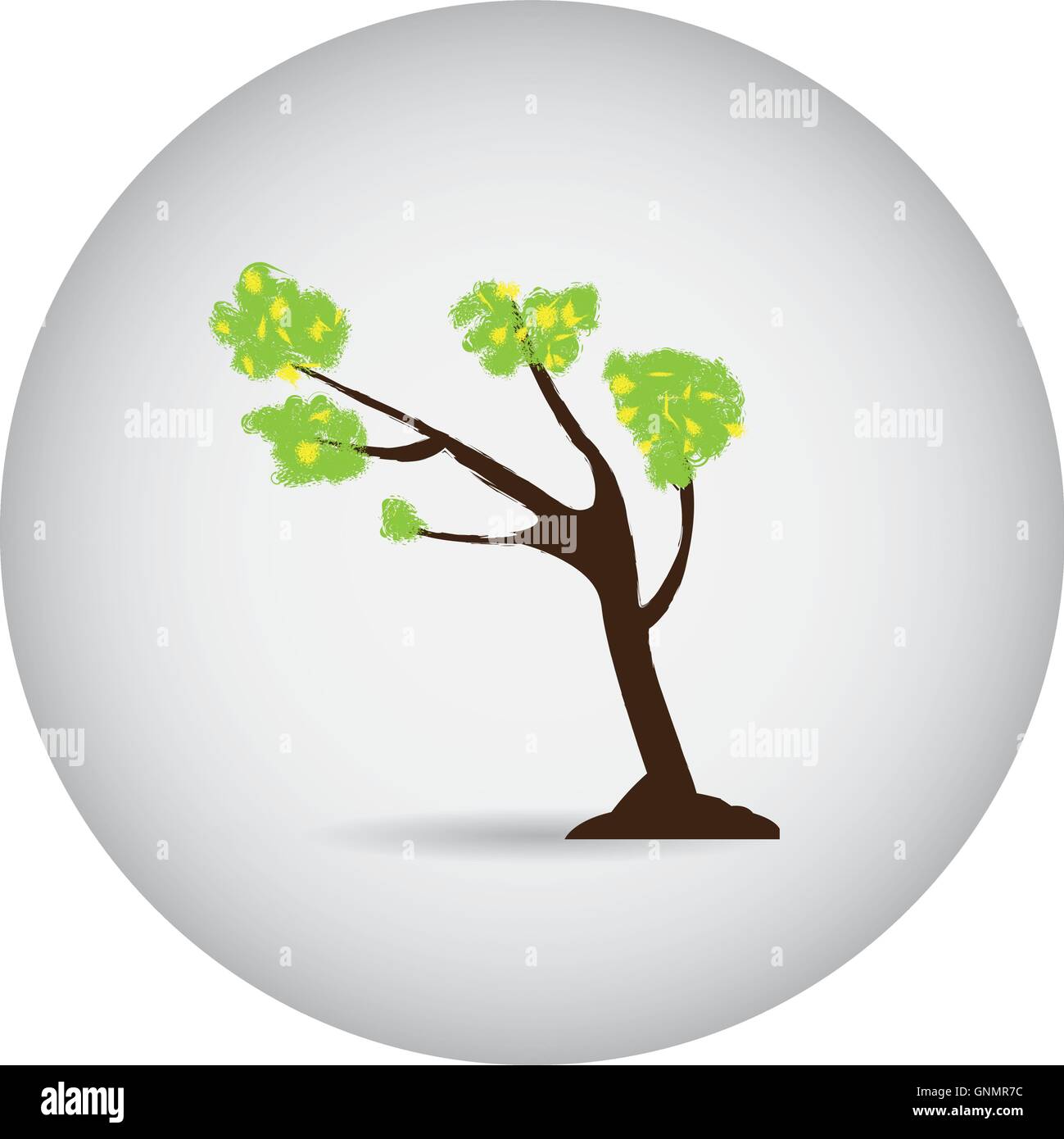 Isolated sticker with an abstract tree on a white background Stock ...