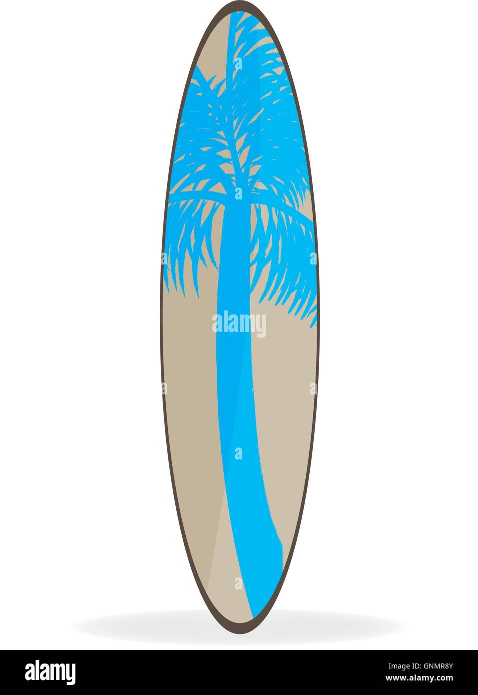 Isolated surfboard with a silhouette of a tree on a white background ...