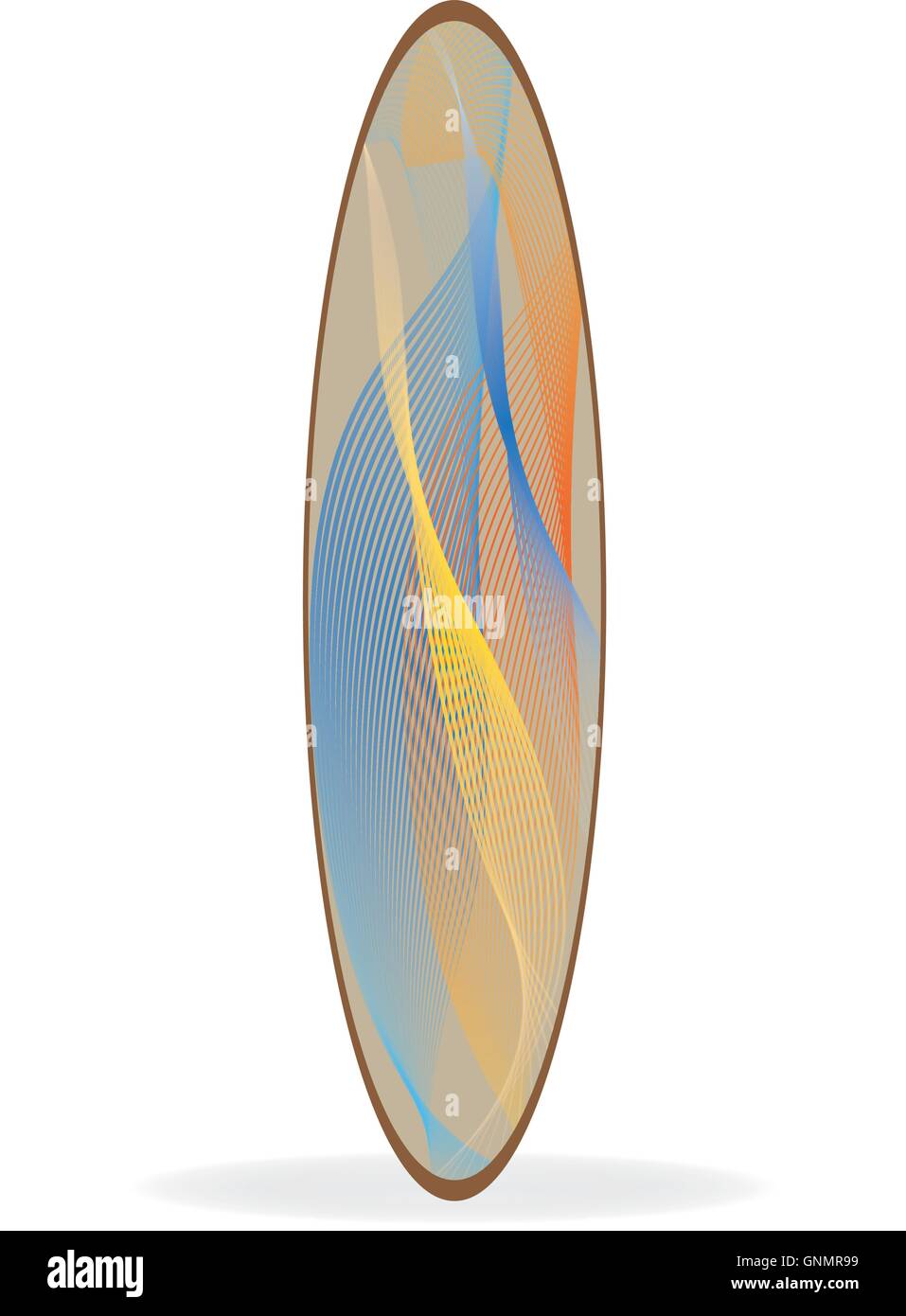 Isolated surfboard with a texture composed by stripes on a white background Stock Vector