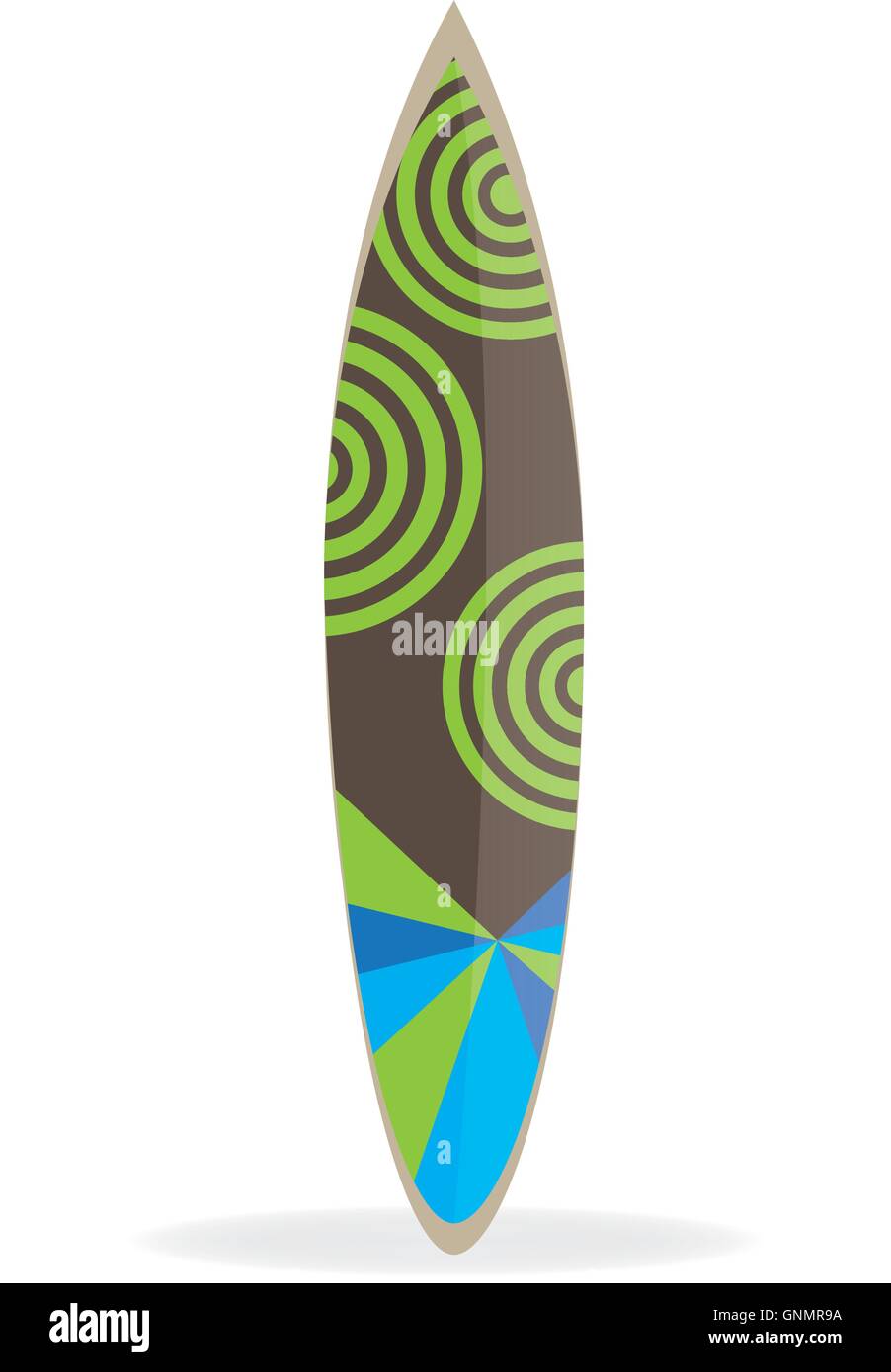 Isolated surfboard with a texture composed by circles on a white background Stock Vector
