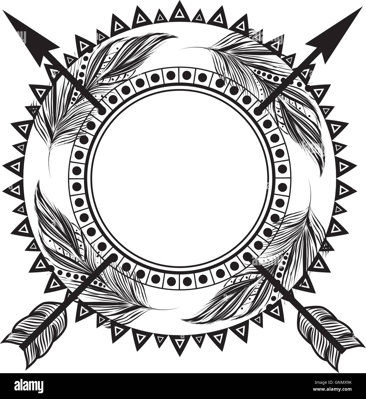 boho frame arrow feather decoration Stock Vector Image & Art - Alamy
