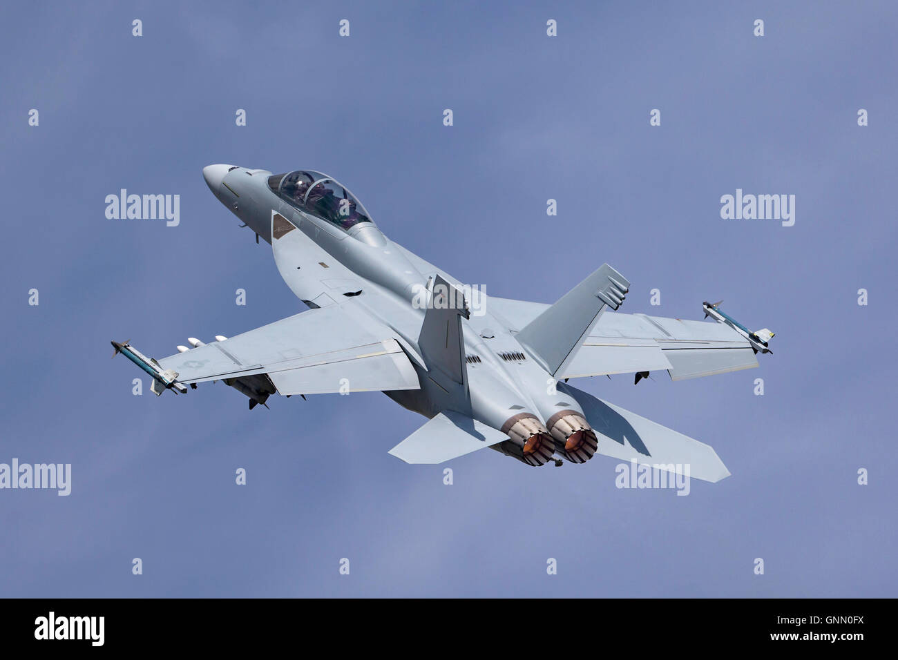 United States Navy Boeing F/A-18F Super Hornet multirole fighter aircraft. Stock Photo