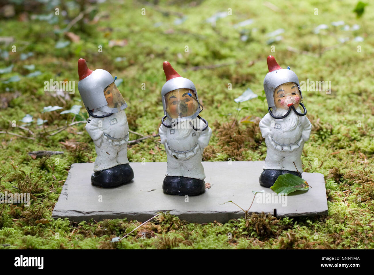 astronaut garden gnomes Stock Photo