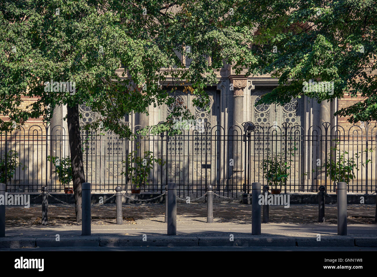 Fenced entrance of jewish New Synagogue in Berlin, Germany Stock Photo
