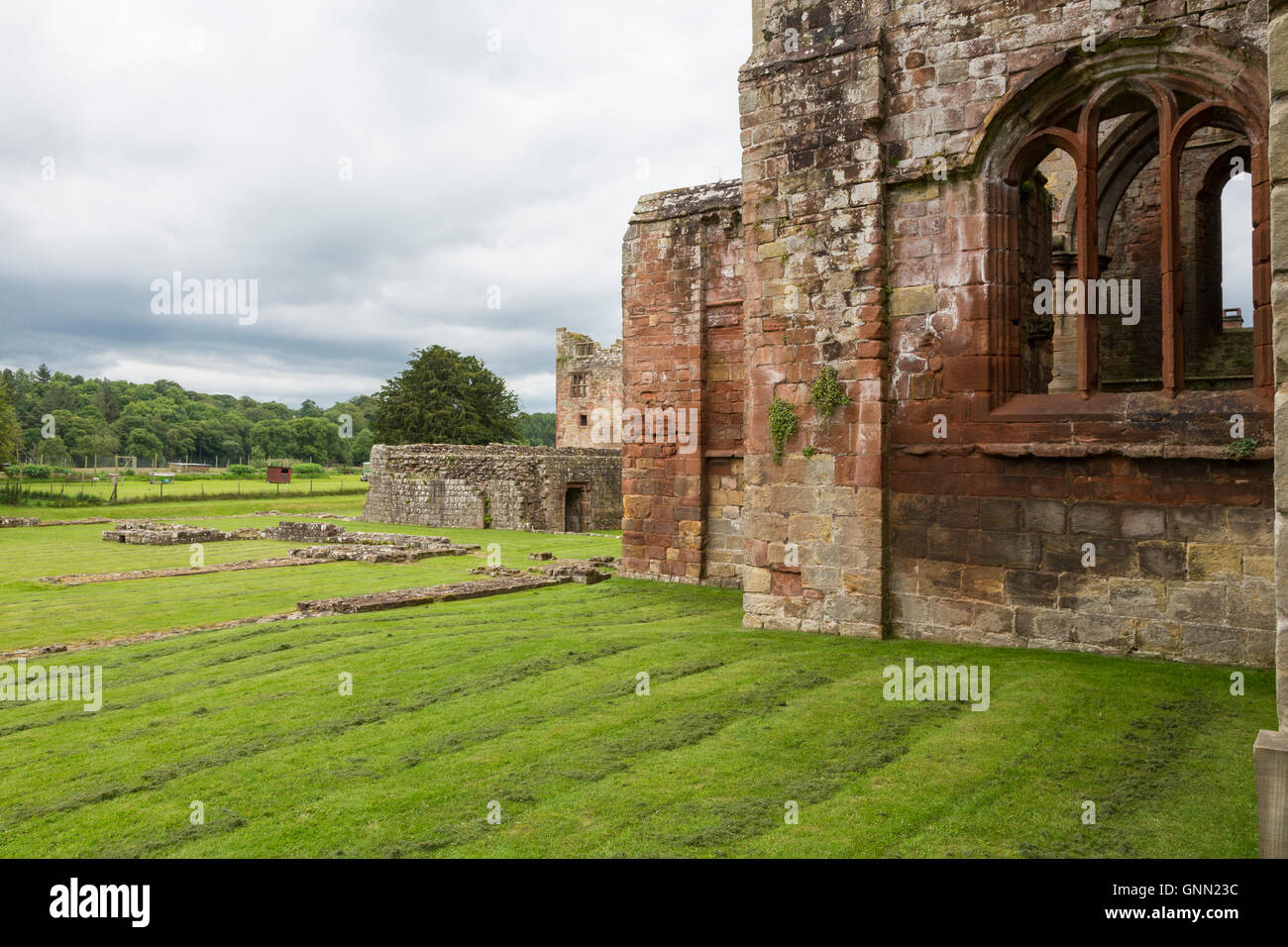 Lanercost Priory, Cumbria, England, UK.  Ruins of 13th. Century Priory, adjacent to   Anglican Church of Mary Magdalene. Stock Photo